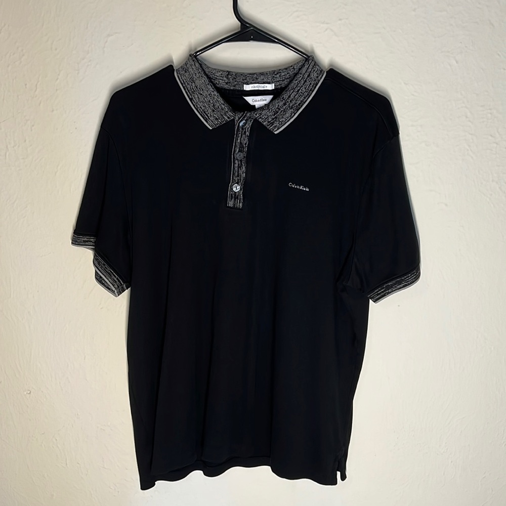 Calvin Klein, Large, Black & Gray, Polo